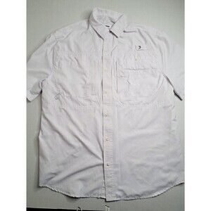 Reel Legends Shirt Adult Large White Button Up Fisherman Fishing Mens